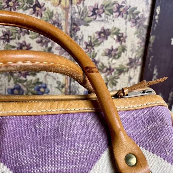 T. Cappelli Vintage Aztec Southwestern Bag Authentic with Gold Ring Leather Trim - Picture 6 of 10